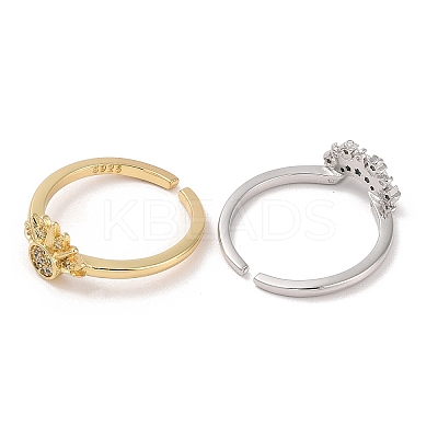 2Pcs 2 Style Cubic Zirconia Open Cuff Rings Set LS-RJEW-B050-01-1