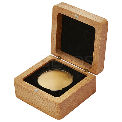Square Beech Wooden Coin Storage Boxes CON-WH0099-61A-1