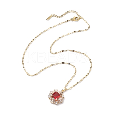 Brass Micro Pave Cubic Zirconia Pendant Necklaces NJEW-C039-07KCG-1