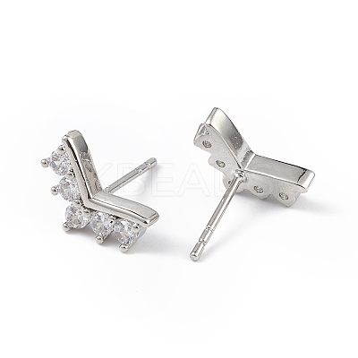 Clear Cubic Zirconia Crown Stud Earrings EJEW-L234-077P-1