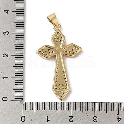 Rack Plating Brass Micro Pave Clear Cubic Zirconia Pendants KK-B092-41G-1
