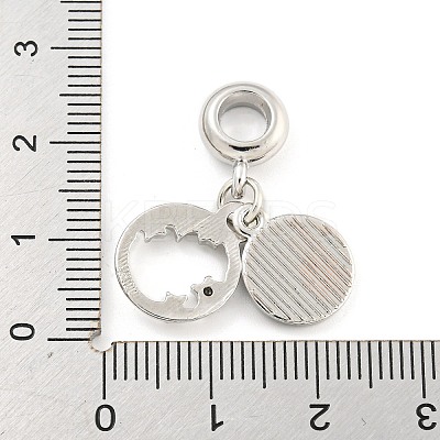 Rack Plating Alloy Enamel Flat Round with Star European Dangle Charms FIND-B034-08P-01-1