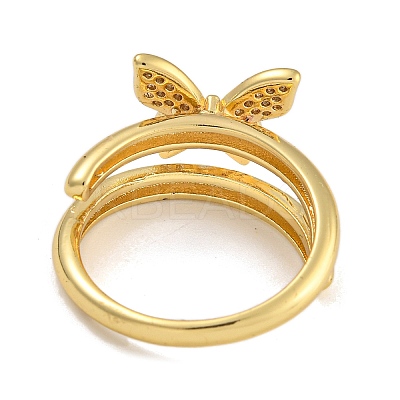 2Pcs 2 Styles Brass Micro Pave Cubic Zirconia Adjustable Rings for Women RJEW-P127-16G-1