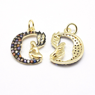 Brass Micro Pave Grade AAA Cubic Zirconia Pendants ZIRC-P072-07G-NR-1