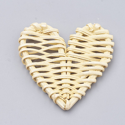 Handmade Spray Painted Reed Cane/Rattan Woven Beads X-WOVE-N007-06F-1