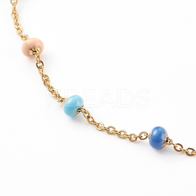 Stainless Steel Satellite Chain Anklets AJEW-AN00422-1