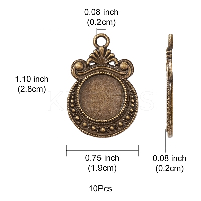 Tibetan Style Zine Alloy Pendant Cabochon Settings PALLOY-YW0001-72AB-1