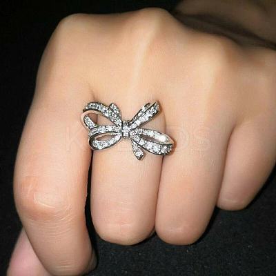 Bowknot Alloy with Crystal Rhinestone Finger Rings for Women FS-WG361F1-03-1