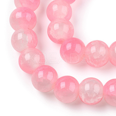 Crackle Baking Paint Imitation Jade Glass Beads Strands DGLA-T003-10mm-02-1
