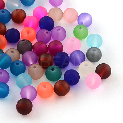 Transparent Frosted Glass Beads FGLA-R001-4mm-M-1
