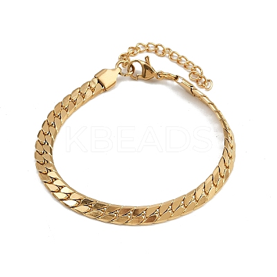 304 Stainless Steel Curb Chain Bracelets for Women BJEW-Z143-15G-1