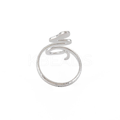 304 Stainless Steel Snake Wide Open Cuff Ring for Women X-RJEW-S405-160P-1