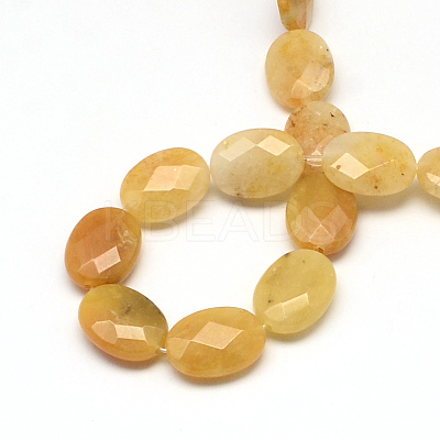 Faceted Oval Natural Topaz Jade Beads Strands G-R303-10-1