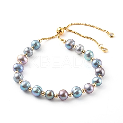 Potato Natural Pearl Slide Bracelets BJEW-JB06260-01-1