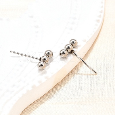 Tarnish Resistant 201 Stainless Steel Beaded Horizontal Bar Stud Earrings with 316 Stainless Steel Pin for Women LS-X-STAS-K238-01P-1