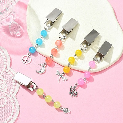 Peace Sign/Dragonfly/Moon Tibetan Style Alloy Pendant Credit Card Clip Puller JEWB-BR00131-1