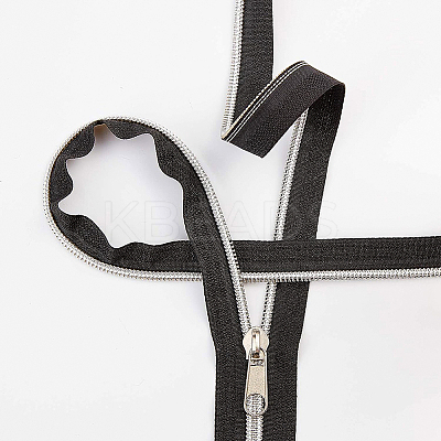 Nylon Closed-end Zipper and Zinc Alloy Zipper Sliders Zipper Head DIY-BC0011-65-1