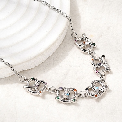 Brass Micro Pave Cubic Zirconia Knot Pendant Necklaces NJEW-B157-08P-02-1