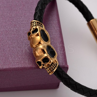 Retro Leather Cord Bracelets BJEW-F210-06-1