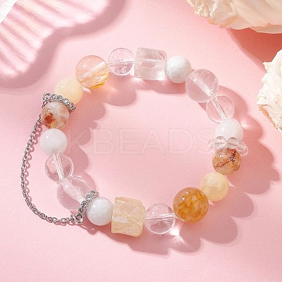 Natural Miexed Gemstome Beaded Stretch Bracelets for Women BJEW-TA00739-1