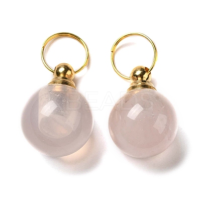 Natural Rose Quartz Openable Perfume Bottle Pendants G-A026-02B-1