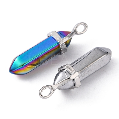3Pcs 3 Colors Faceted Bullet Glass Pointed Pendants KK-FS0001-09-1