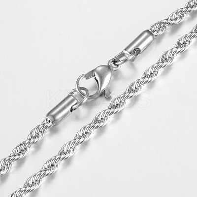 Non-Tarnish 201 Stainless Steel Rope Chain Necklaces NJEW-R245-20A-1