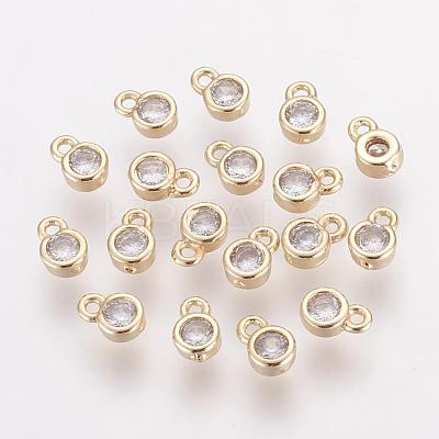 Brass Cubic Zirconia Charms ZIRC-P068-01G-1