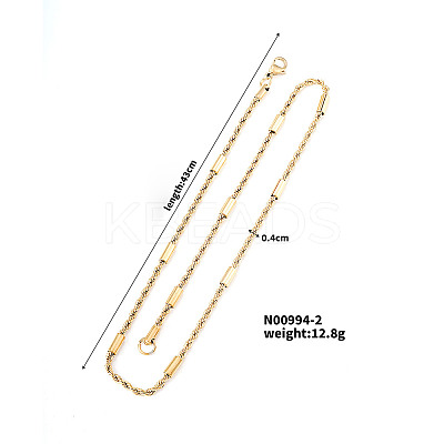 4MM 304 Stainless Steel Rope Chain Necklaces for Trendy Street Style Fashion JK6296-2-1