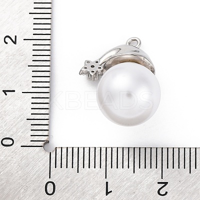 Rack Plating Brass with Cubic Zirconia Pendants and ABS Imitation Pearls Pendants KK-Q010-09P-1