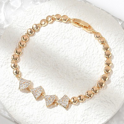 Brass Micro Pave Cubic Zirconia Link Chain Bracelets KK-R217-39G-1