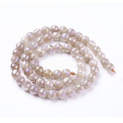 Electroplate Natural Sunstone Beads Strands G-P430-12-B-1
