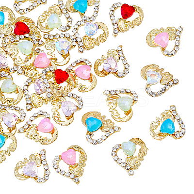 36Pcs 6 Colors Alloy Rhinestone Cabochons MRMJ-HY0001-15-1