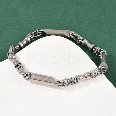201 Stainless Steel Column Link Chain Bracelets for Women BJEW-B143-15P-1