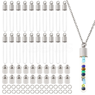 DIY 304 Stainless Steel & Glass Bottle Pendant Necklace Making Kits DIY-HS0001-51P-1