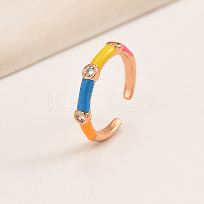 Brass Micro Pave Cubic Zirconia Open Cuff Ring IQ3984-1