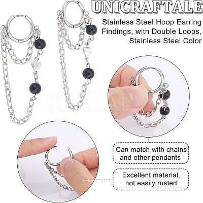 16Pcs Stainless Steel Hoop Earring Findings STAS-UN0037-46P-1