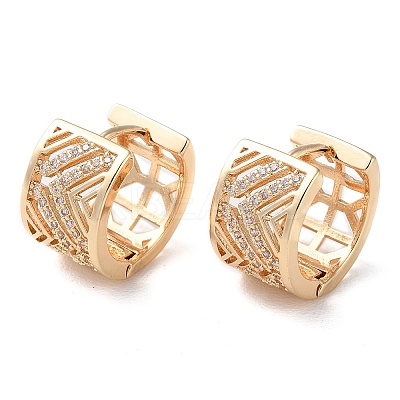 Rack Plating Brass Micro Pave Cubic Zirconia Thick Hoop Earrings LS-EJEW-P238-08KCG-1