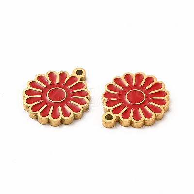 Ion Plating(IP) 304 Stainless Steel Enamel Charms STAS-F291-03G-1