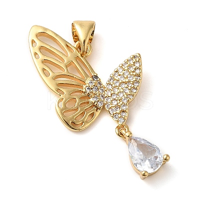 Brass Micro Pave Cubic Pendants KK-M099-08G-1