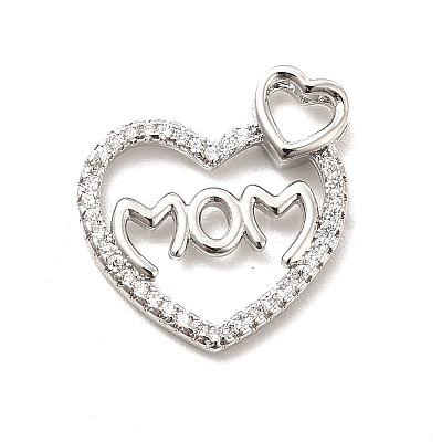 Rack Plating Brass Micro Pave Cubic Zirconia Pendants KK-K270-28P-1