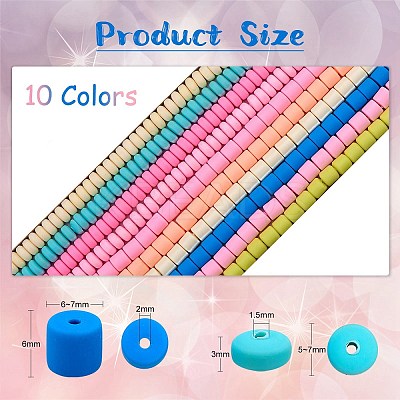 10 Strands 10 Colors Handmade Polymer Clay Beads Strands CLAY-SZ0001-97-1