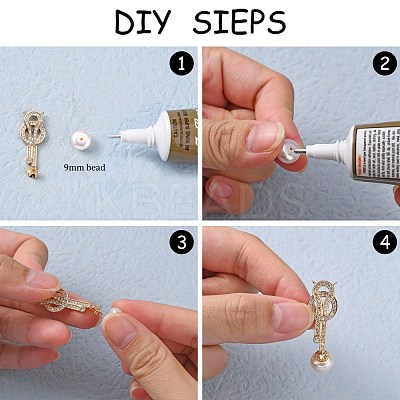 Brass Micro Pave Clear Cubic Zirconia Screw Eye Peg Bails Links Connectors KK-T062-89G-NF-1