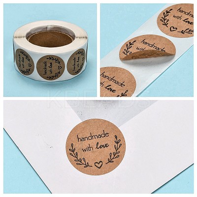Self-Adhesive Kraft Paper Gift Tag Stickers LS-DIY-G013-A20-1