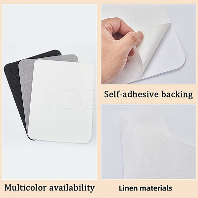 Rectangle Self Adhesive Linen Patches AJEW-WH20011-10B-1