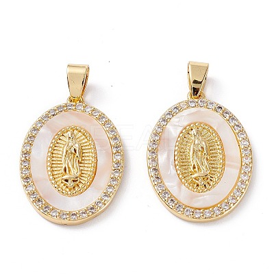 Brass Micro Pave Clear Cubic Zirconia Pendants X-ZIRC-M116-23G-1
