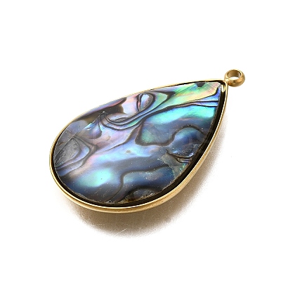 304 Stainless Steel Pave Natural Paua Shell Pendants LS-STAS-Z125-01F-G-1