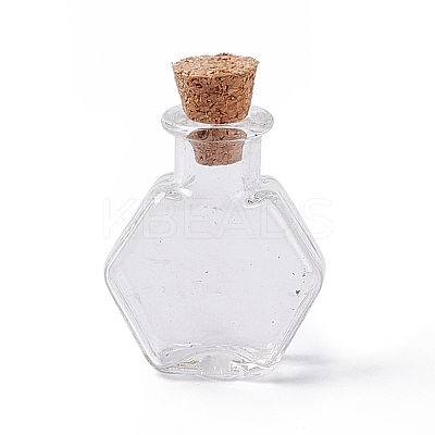 Hexagon Dollhouse Miniature Glass Cork Bottles Ornament AJEW-F058-01A-1