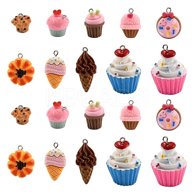 20Pcs 10 Styles Opaque Resin Pendants RESI-YW0004-07-1