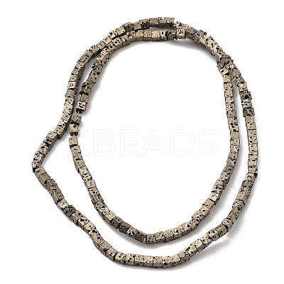 Electroplated Natural Lava Rock Beads Strands G-Q1009-B01-02G-1